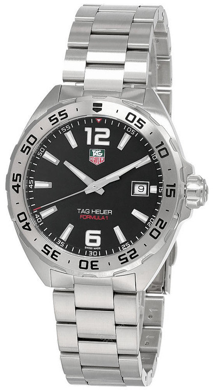 TAG Heuer Watches‎ TAG HEUER Formula-1 41MM Quartz SS Black Dial Mens Watch WAZ1112BA0875